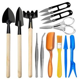 12-piece Set Succulents Gardening Tool Scissors Transplanter Soil Shovel Potted Plants Trim Brush