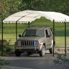 Outdoor Patio 13ft.Lx10ft.W Iron Carport Shelter Garage Tent; Garden Storage Shed with Anchor Kit; White