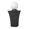 49inches Outdoor Curved Ball Fountain with Lights Modern Design Cement Water Feature for Garden or Patio