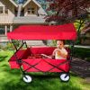 Outdoor Picnic Beach Camping Wagon Camping Cart Trolley Garden Trail Foldable Collapsible Folding Utility Cart Wagon