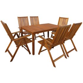 7 Piece Patio Dining Set Solid Acacia Wood