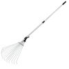 63in Adjustable Garden Leaf Rake 15 Teeth Expanding Stainless Steel Rake For Quick Clean Lawn Yard Garden