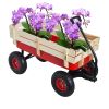 Outdoor station wagon all-terrain pull wooden railing pneumatic tire children's garden (red)