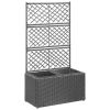 vidaXL Trellis Raised Bed with 2 Pots 22.8"x11.8"x42.1" Poly Rattan Black