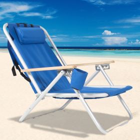 Backpack Beach Chair Folding Portable Chair Blue Solid Camping Hiking Fishing