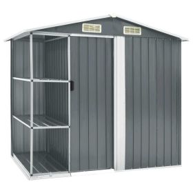 vidaXL Garden Shed with Rack Gray 80.7"x51.2"x72" Iron