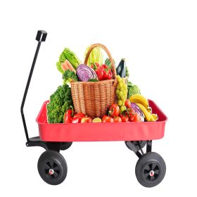 Garden cart Reuniong Railing; solid Wheels; All Terrain Cargo Wagon with 280lbs Weight Capacity; Red