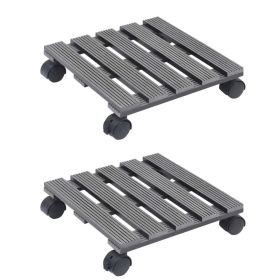 vidaXL Plant Trolleys 2 pcs Gray 11.8"x11.8"x3" WPC