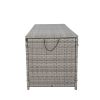 Outdoor Storage Box; 113 Gallon Wicker Patio Deck Boxes with Lid; Outdoor Cushion Storage Container Bin Chest for Kids Toys; Pillows; Towel Grey