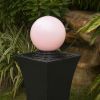 49inches Outdoor Curved Ball Fountain with Lights Modern Design Cement Water Feature for Garden or Patio