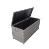 Outdoor Storage Box; 113 Gallon Wicker Patio Deck Boxes with Lid; Outdoor Cushion Storage Container Bin Chest for Kids Toys; Pillows; Towel Grey