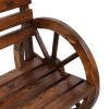 Rustic 2-Person Wooden Wagon Wheel Bench with Slatted Seat and Backrest XH