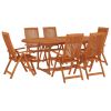 7 Piece Patio Dining Set Solid Wood Eucalyptus