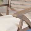 Helen Outdoor Grey Finish Acacia Wood Arm Chair (Set of 2)