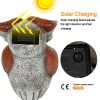 Garden Statue Owl Figurines; Solar Powered Resin Animal Sculpture with 5 Led Lights for Patio; Lawn;  Garden Decor