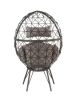 Aeven Patio Lounge Chair; Light Gray Fabric &amp; Black Wicker 45111