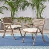 Helen Outdoor Grey Finish Acacia Wood Arm Chair (Set of 2)