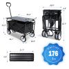 Heavy Duty Portable Folding Wagon and Collapsible Aluminum Alloy Table Combo Utility Outdoor Camping Cart with Universal Anti-slip Wheels & Adjustable