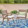 Helen Outdoor Grey Finish Acacia Wood Arm Chair (Set of 2)