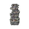 24inches Rock Outdoor Waterfall Fountain with LED Lights for Garden Decor