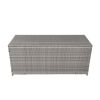 Outdoor Storage Box; 113 Gallon Wicker Patio Deck Boxes with Lid; Outdoor Cushion Storage Container Bin Chest for Kids Toys; Pillows; Towel Grey