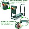 Outdoor 2-in-1 Functional Heavy Duty Garden Stool and Kneeler, Foldable Gardening Bench with Tool Bags for Kneeling and Sitting to Prevent Knee & Back