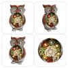 Garden Statue Owl Figurines; Solar Powered Resin Animal Sculpture with 5 Led Lights for Patio; Lawn;  Garden Decor