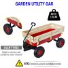 Outdoor station wagon all-terrain pull wooden railing pneumatic tire children's garden (red)