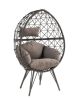 Aeven Patio Lounge Chair; Light Gray Fabric &amp; Black Wicker 45111