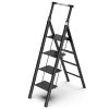 4 Step Ladder;  Retractable Handgrip Folding Step Stool with Anti-Slip Wide Pedal;  Aluminum Step Ladders 4 Steps;  300lbs Safety Household Ladder