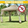 Outdoor 2-Tier 10 Feet x 10 Feet Screw-free Structure Shelter Gazebo Canopy