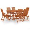 7 Piece Patio Dining Set Solid Wood Eucalyptus