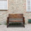 Rustic 2-Person Wooden Wagon Wheel Bench with Slatted Seat and Backrest XH