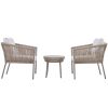 [Not allowed to sell to Wayfair]U_Style Light luxury simple style outdoor set; including 2 single chairs and 1 coffee table; suitable for outdoor; bal