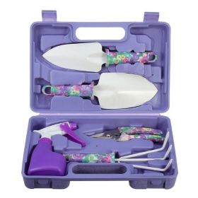 Garden Tool Set Household Soil Loosening Shovel Planting Hand Tool Set (Color: purple, Type: 5 Pcs)