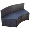 4-Piece Patio Furniture Sets;  Outdoor Half-Moon Sectional Furniture Wicker Sofa Set with Two Pillows and Coffee Table