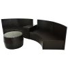 4-Piece Patio Furniture Sets;  Outdoor Half-Moon Sectional Furniture Wicker Sofa Set with Two Pillows and Coffee Table