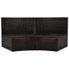 4-Piece Patio Furniture Sets;  Outdoor Half-Moon Sectional Furniture Wicker Sofa Set with Two Pillows and Coffee Table