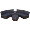 4-Piece Patio Furniture Sets;  Outdoor Half-Moon Sectional Furniture Wicker Sofa Set with Two Pillows and Coffee Table